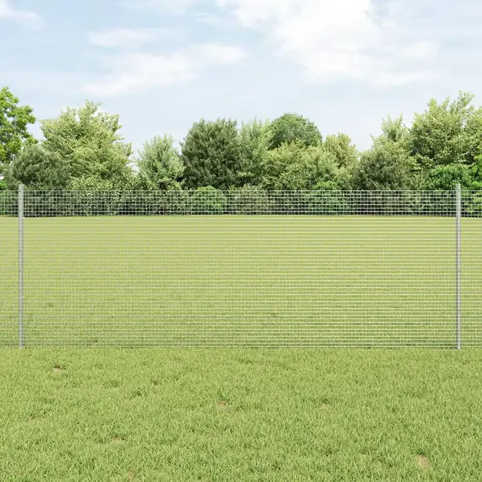 vidaXL Welded Wire Fence with 11 U Posts Silver 0.8×25 m Steel