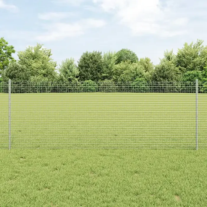 vidaXL Welded Wire Fence with 11 U Posts Silver 0.8×25 m Steel