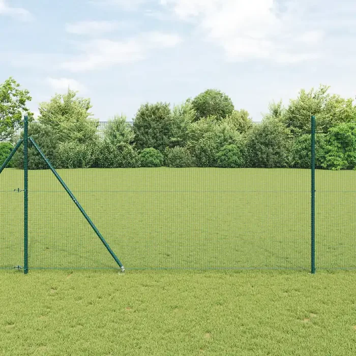 vidaXL Welded Wire Fence with 13 Spike Posts Green 1.4×50 m Steel