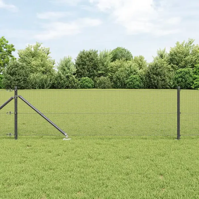 vidaXL Welded Wire Fence with 13 Spike Posts Grey 0.8×100 m Steel