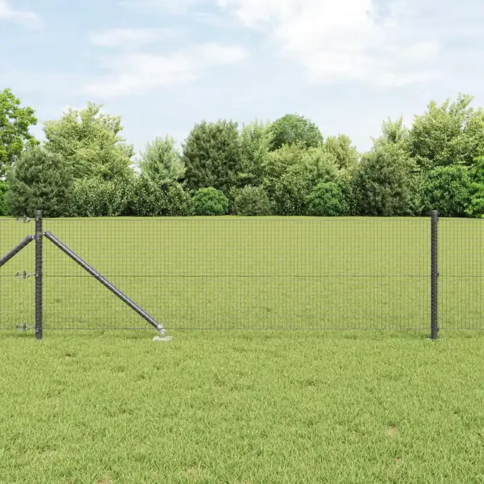 vidaXL Welded Wire Fence with 13 Spike Posts Grey 0.8×50 m Steel