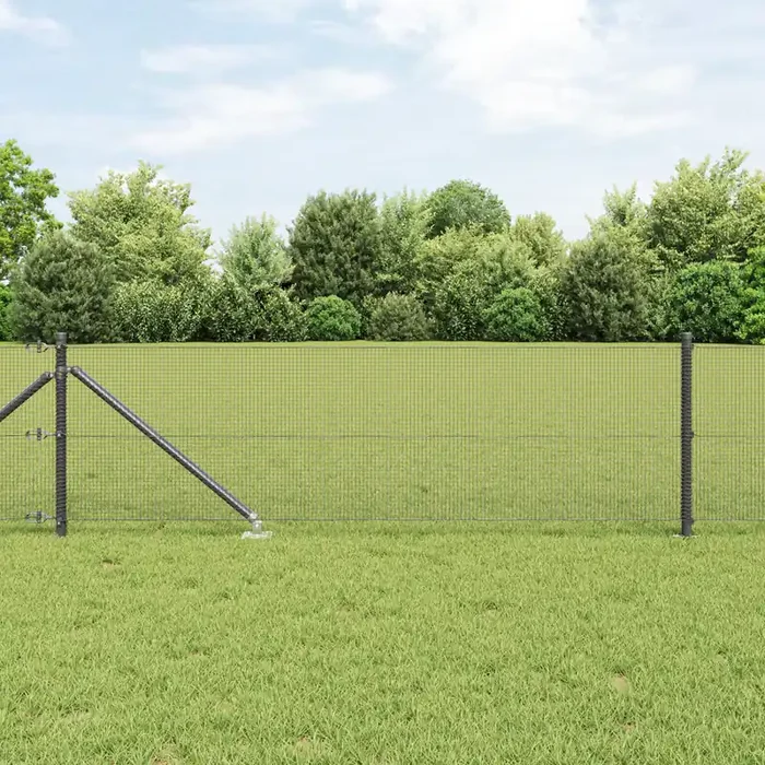 vidaXL Welded Wire Fence with 13 Spike Posts Grey 0.8×50 m Steel