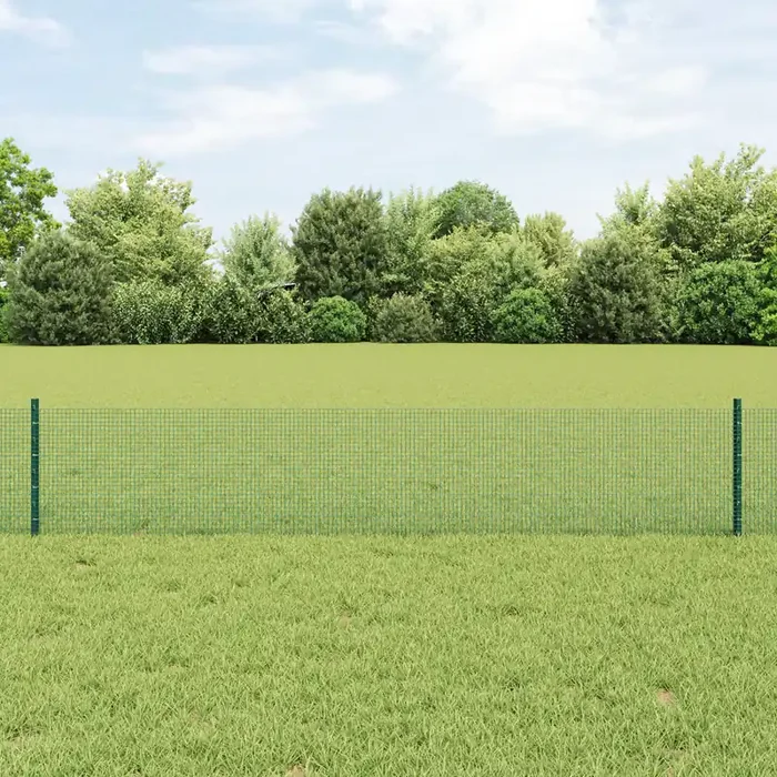 vidaXL Welded Wire Fence with 22 U Posts Green 0.4×50 m Steel