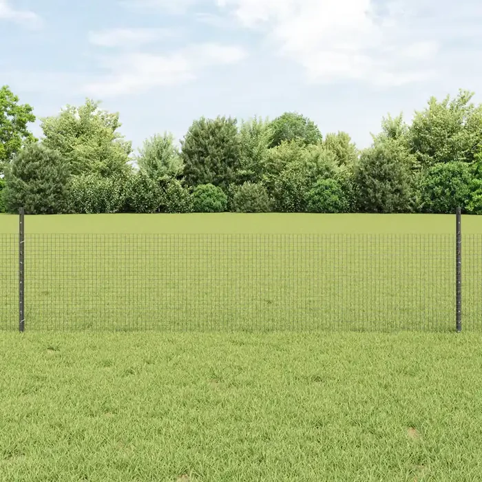 vidaXL Welded Wire Fence with 22 U Posts Grey 0.5×50 m Steel