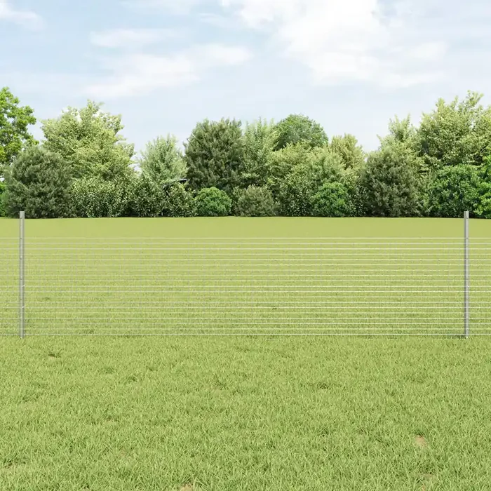 vidaXL Welded Wire Fence with 22 U Posts Silver 0.5×50 m Steel