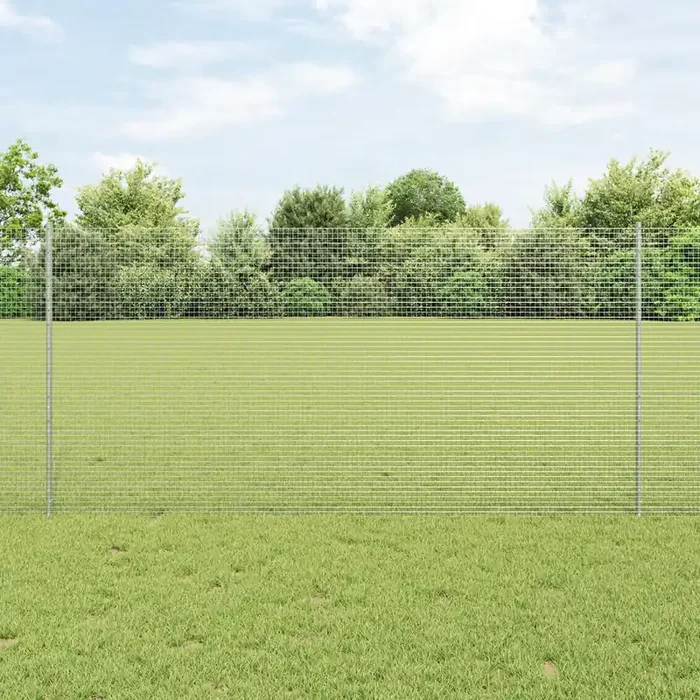 vidaXL Welded Wire Fence with 22 U Posts Silver 1.2×25 m Steel