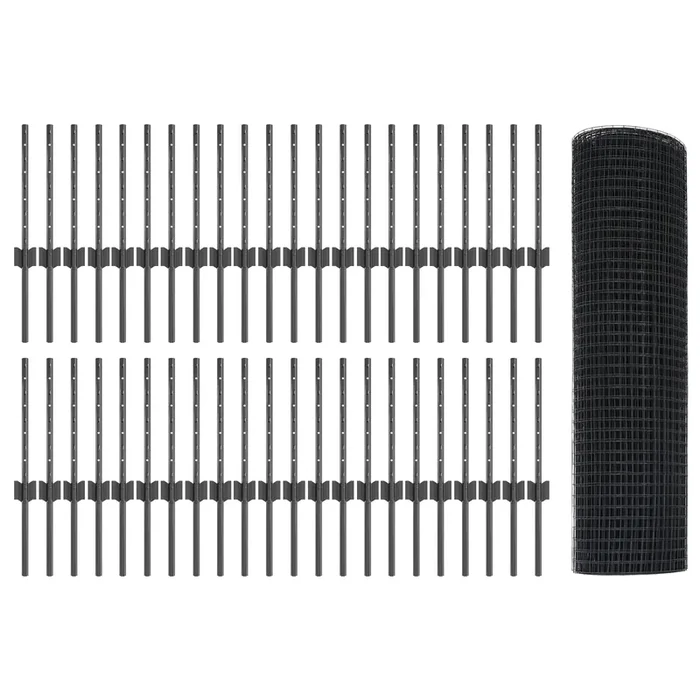 vidaXL Welded Wire Fence with 44 U Posts Grey 0,4×100 m Steel