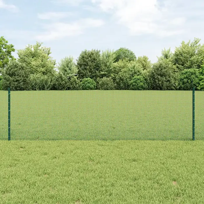 vidaXL Welded Wire Fence with 5 U Posts Green 0.6×10 m Steel