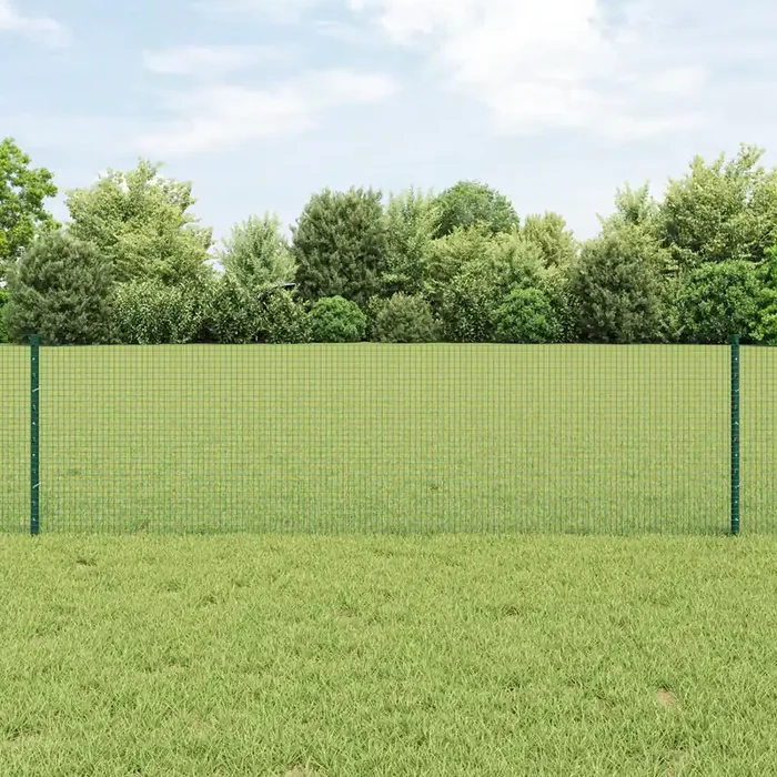 vidaXL Welded Wire Fence with 5 U Posts Green 0.6×10 m Steel