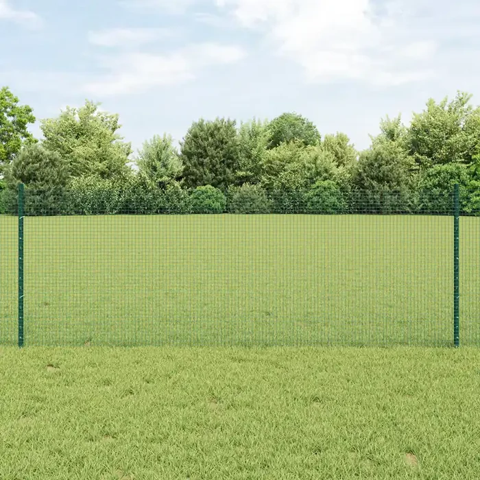 vidaXL Welded Wire Fence with 5 U Posts Green 0.8×10 m Steel