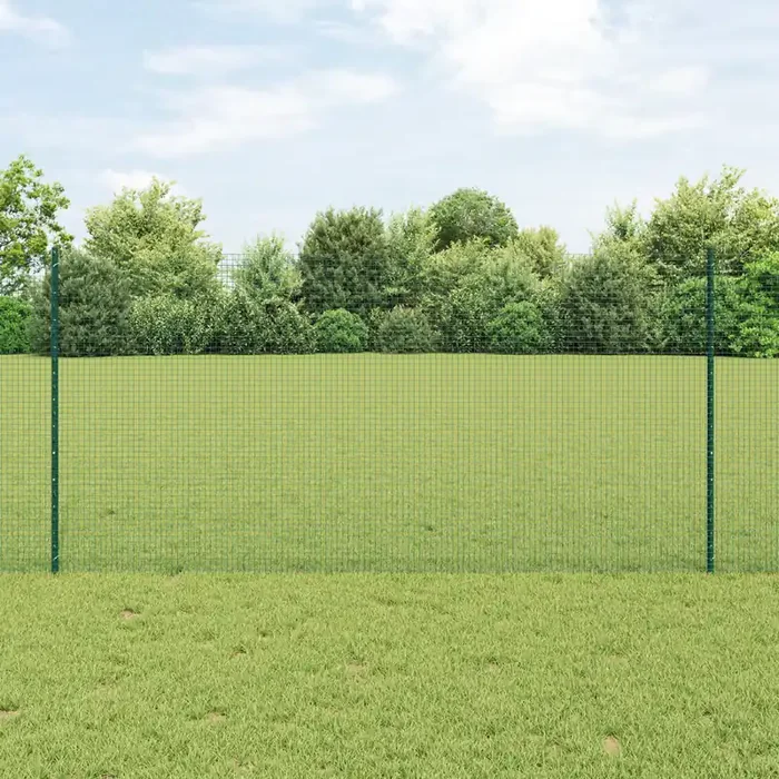 vidaXL Welded Wire Fence with 5 U Posts Green 1.2×10 m Steel