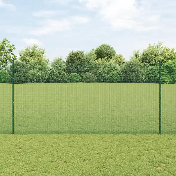 vidaXL Welded Wire Fence with 5 U Posts Green 1.6×10 m Steel