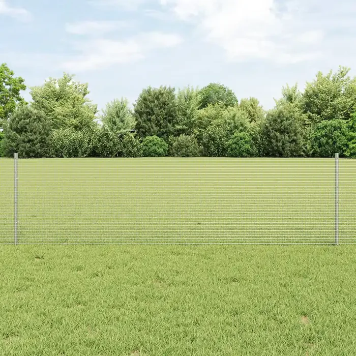 vidaXL Welded Wire Fence with 5 U Posts Silver 0.6×10 m Steel