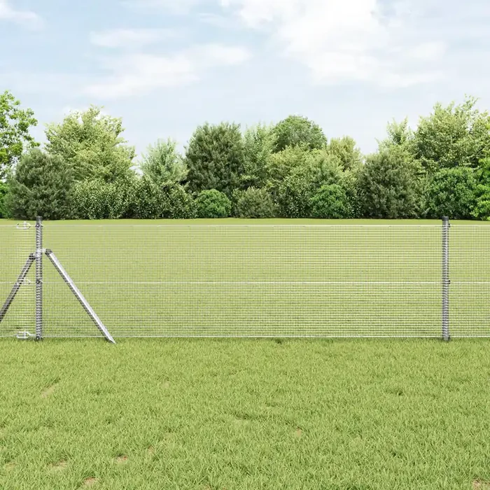 vidaXL Welded Wire Fence with 7 Posts 0.6×10 m Galvanised Steel