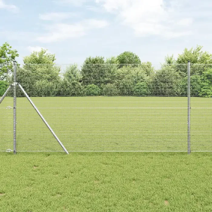 vidaXL Welded Wire Fence with 7 Posts 1.2×10 m Galvanised Steel