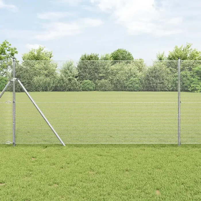 vidaXL Welded Wire Fence with 7 Posts 1.4×10 m Galvanised Steel