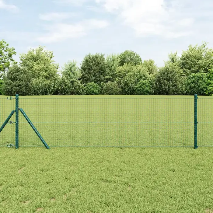 vidaXL Welded Wire Fence with 7 Posts Green 0.4×10 m Steel