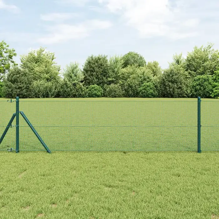 vidaXL Welded Wire Fence with 7 Posts Green 0.4×10 m Steel