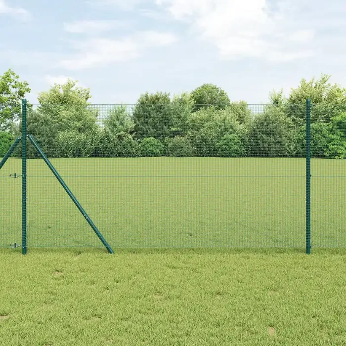 vidaXL Welded Wire Fence with 7 Posts Green 1.4×10 m Steel