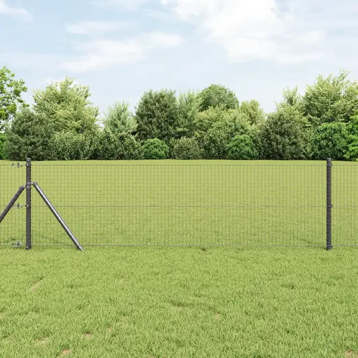 vidaXL Welded Wire Fence with 7 Posts Grey 0.4×100 m Steel