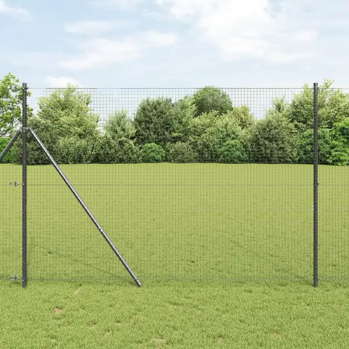 vidaXL Welded Wire Fence with 7 Posts Grey 1.4×50 m Steel