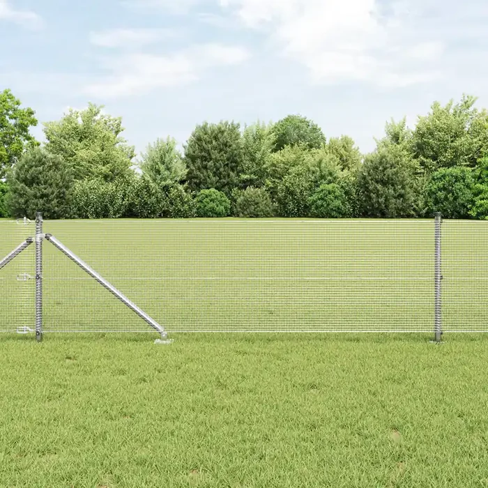 vidaXL Welded Wire Fence with 7 Spike Posts 0.8×10 m Galvanised Steel