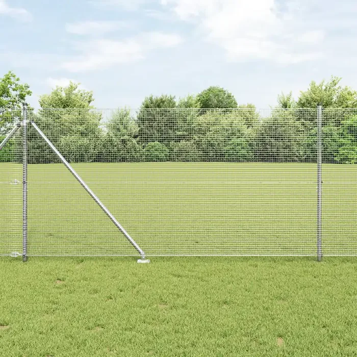 vidaXL Welded Wire Fence with 7 Spike Posts 1.2×10 m Galvanised Steel