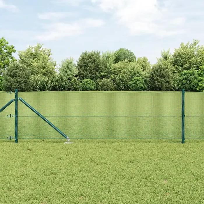 vidaXL Welded Wire Fence with 7 Spike Posts Green 0,4×10 m Steel