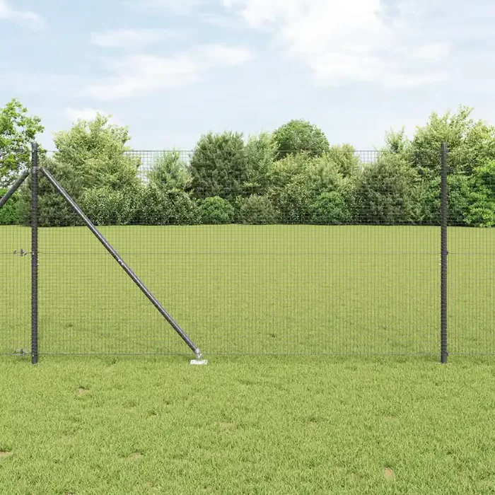 vidaXL Welded Wire Fence with 7 Spike Posts Grey 1.2×10 m Steel