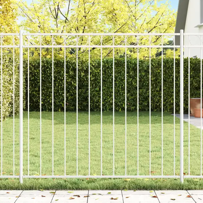 vidaXL White Steel Fence Panel 1.7×1.5m