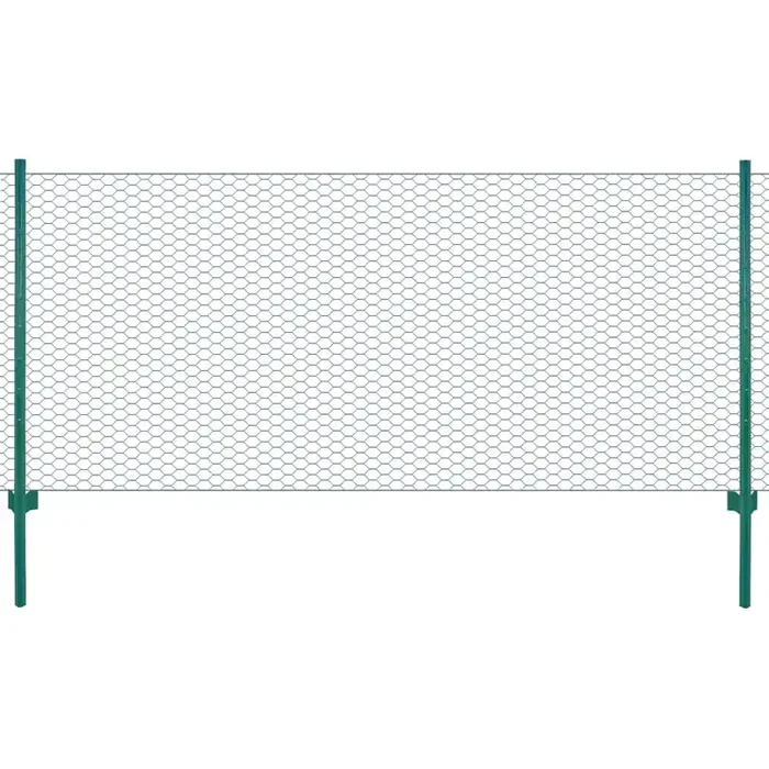vidaXL Wire Mesh Fence with Posts Steel 25×0.75 m Green