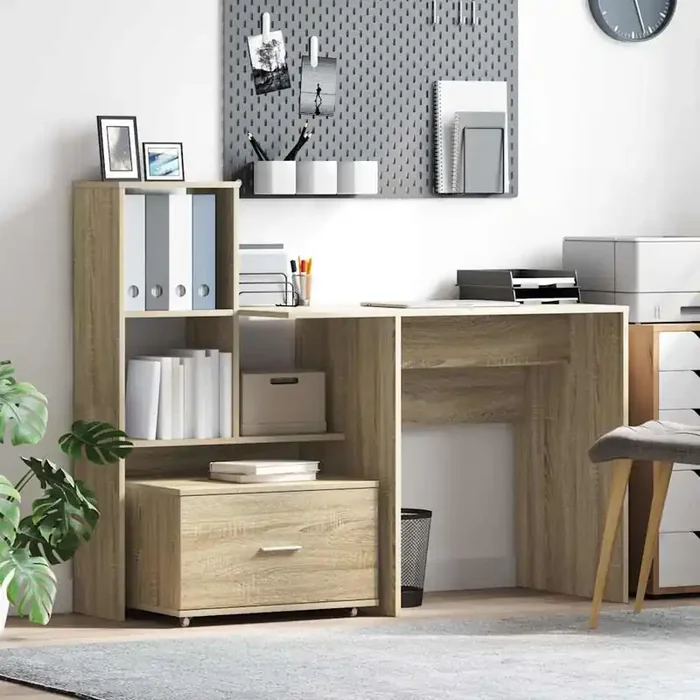 vidaXL with Drawer with Shelf with Storage Sonoma oak 131.5 x 50 x 106.5 cm Engineered wood