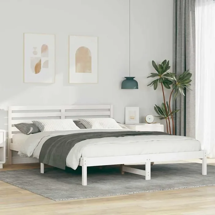 vidaXL with Headboard White 160 x 210 cm Solid pine wood