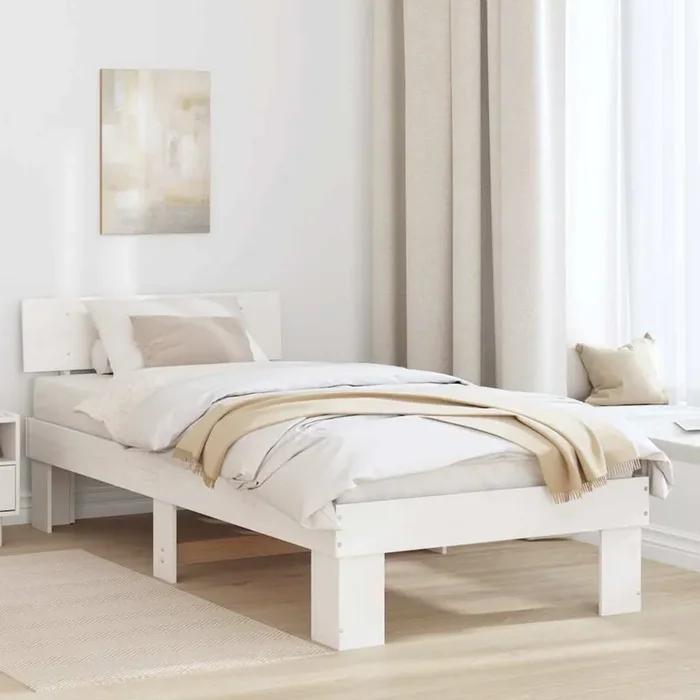 vidaXL with Headboard White 75 x 190 cm Solid pine wood