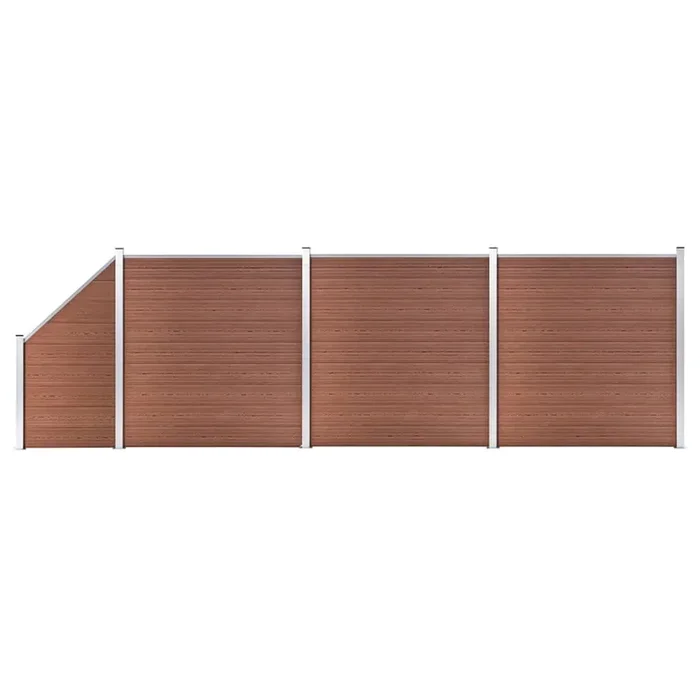 vidaXL WPC Fence Set 3 Square + 1 Slanted 619×186 cm Brown