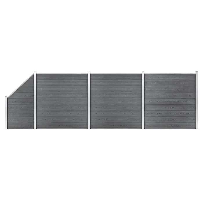 vidaXL WPC Fence Set 3 Square + 1 Slanted 619×186 cm Grey
