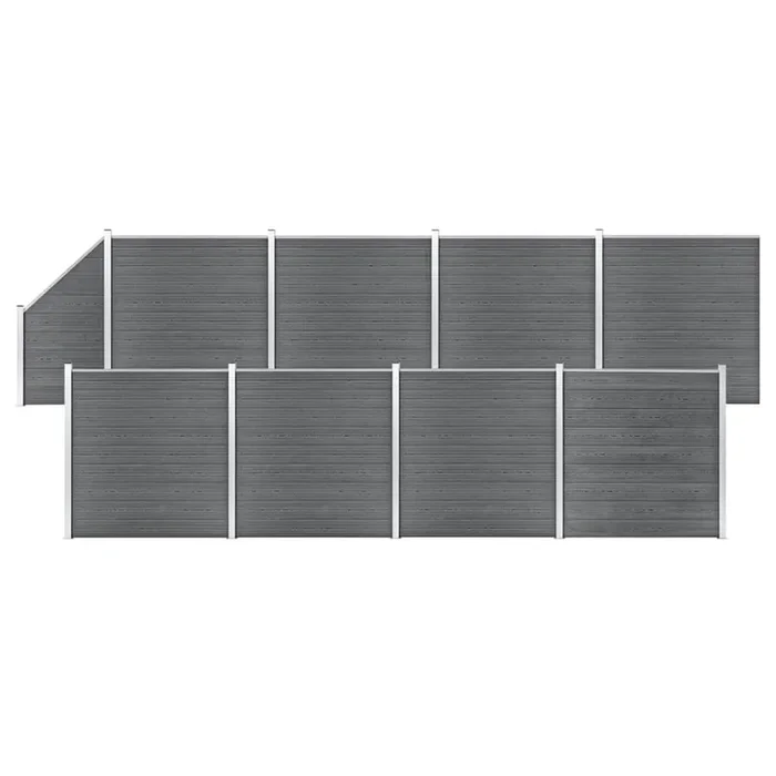 vidaXL WPC Fence Set 8 Square + 1 Slanted 1484×186 cm Grey