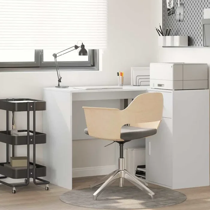 vidaXL Writing Desk White Engineered wood Medium Storage Writing Desk