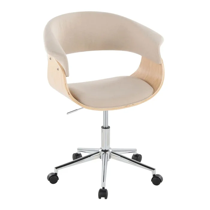 Vintage Mod – Mid-Century Modern Office Chair – Chrome / Natural / Cream