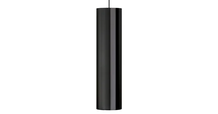 Visual Comfort Piper Grande Gloss Black Cylindrical Metal Line Voltage Pendant