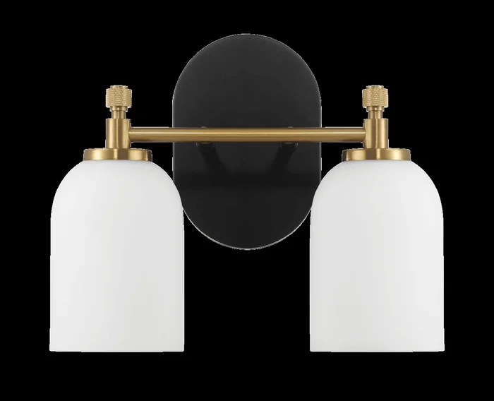 Vortex Two Lights Vanity in Traditional Style for Over Bathroom Mirror Wall Sconce 12.25″W × 10.125″H × 5.5″E With White Frosted Glass