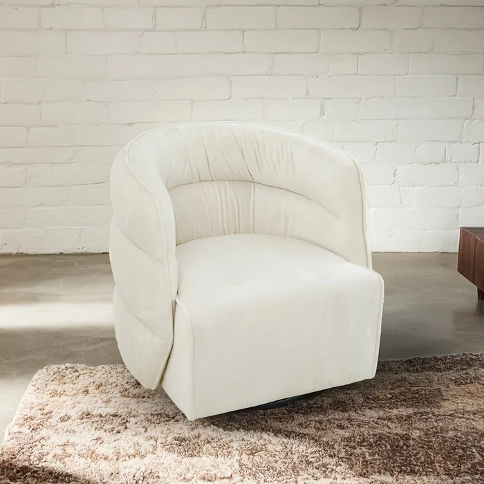 Walden Swivel Chair – Cream Velvet