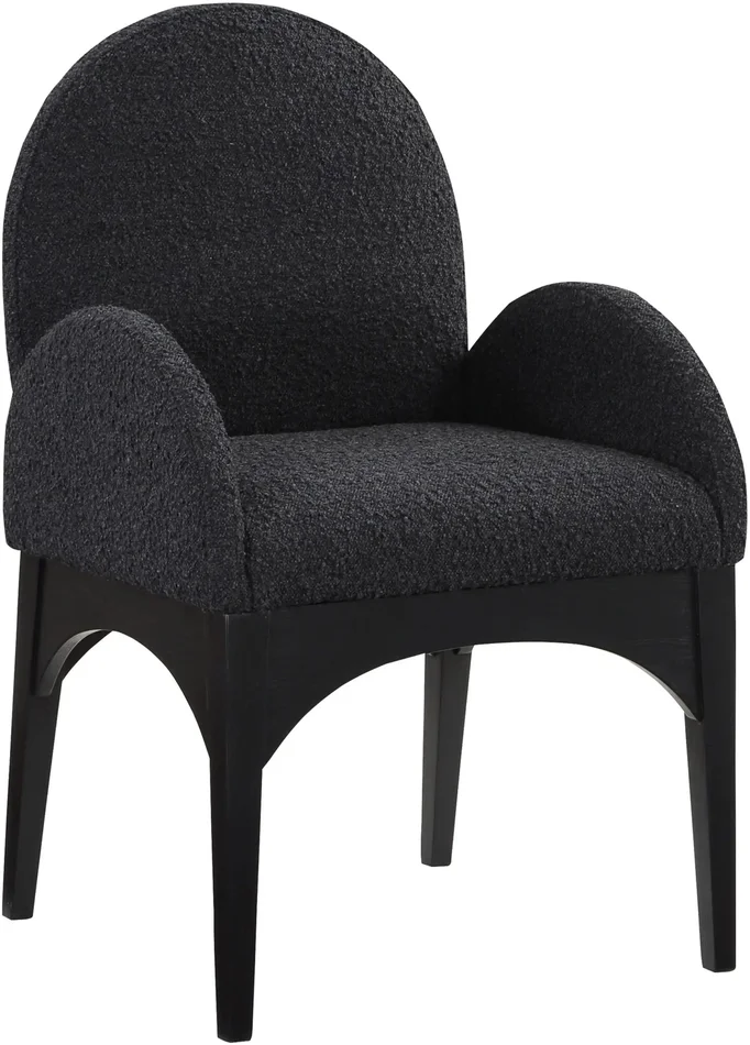 Waldorf – Boucle Dining Arm Chair With Black Legs