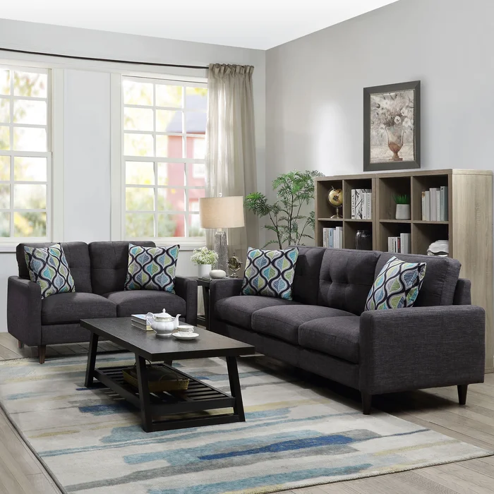 Watsonville Upholstered Track Arm Sofa Set Grey