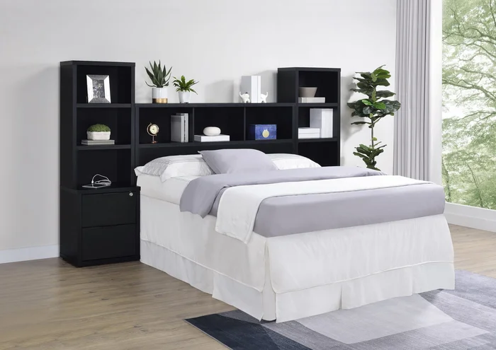 Westpark 3-piece Queen Bedroom Set Bookcase Headboard Black