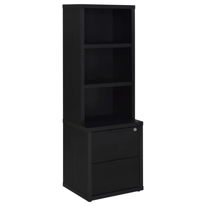 Westpark 3-shelf Bookcase USB and Lockable Drawer Black