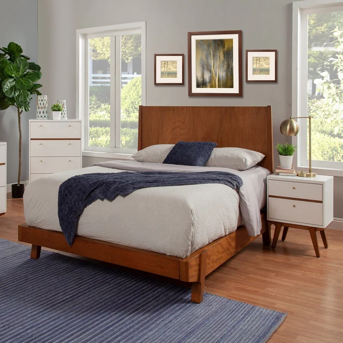 White And Brown Retro 2 Drawer Nightstand By Homeroots