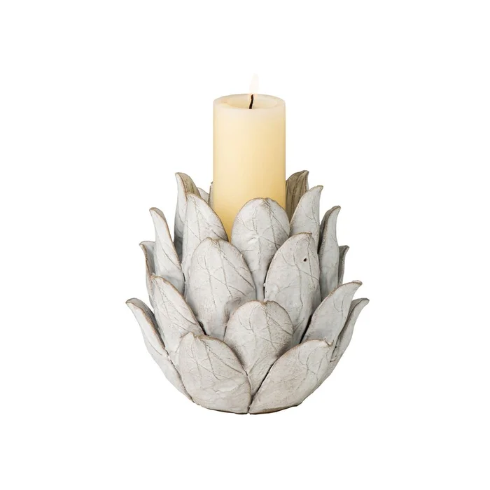 White Artichoke Candleholder Set of 2