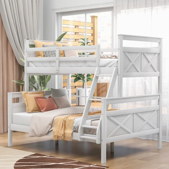 White Twin Over Full Size Bunk Bed By Homeroots