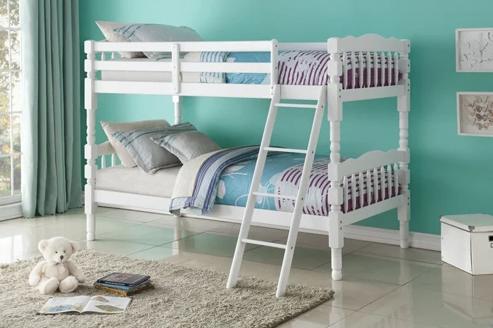 White Twin Over Twin Classic Bunk Bed By Homeroots